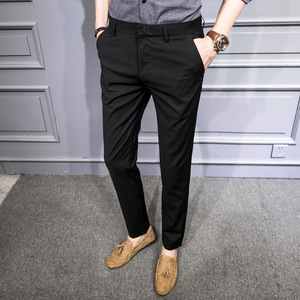 Vente chaude hommes affaires mince neuf points pantalon été Anti-rides jambe droite sens avancé pantalons décontractés hommes - Product Image 4
