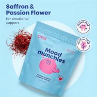 Suplemen Permen Kunyah Mood Saffron OEM Pabrik, Formula Ekstrak Tumbuhan Berbasis Pektin, Kemasan Kustom Didukung