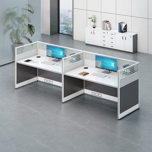 Modular Double <b>Wooden</b> <b>Office</b> <b>Desk</b> Contemporary Modern Panel Style Workstation with Drawers for Commercial Use - Product Image 4