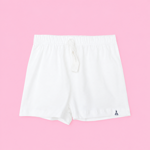 Shorts en coton blancs pour femmes, taille élastique, design simple et uni, bas de tenue décontracté pour l'été - Product Image 1