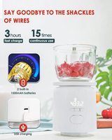 Mini hachoir USB 120W, capacité 600/1000ml, robot culinaire portable sans fil