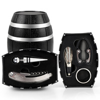 Ensemble cadeau 5 pièces pour bouteille de vin : tire-bouchon à manche en bois rouge, verseur et kit d'accessoires ouvre-bouteille en plastique