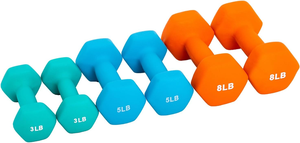 ชุดดัมเบลนีโอพรีนหลากสี น้ำหนัก 1-8 กก. พร้อมชั้นวางเคลือบไวนิล ด้ามจับพลาสติกเคลือบ สำหรับออกกำลังกาย เหมาะสำหรับผู้หญิง เด็ก และเยาวชน - Product Image 3