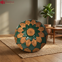 Pouf marocain artisanal en cuir, fauteuil pouf ottoman moderne, décoration de chambre à coucher écologique, vente en gros