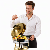 Luxe bruiloft serveer schaal gouden klassieke chafing dish 9.0L buffetset roestvrij staal voedselwarmer high-end hotel restaurant catering