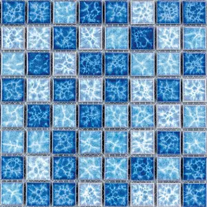 Azulejos de mosaico para piscina de vidro de cristal, 300*300, preço de atacado, cor arco-íris, verde e azul, para uso ao ar livre