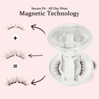 Ensemble de cils magnétiques 3D portables, naturels, denses et doux, cils recourbés doux avec applicateur, sans colle, étiquette privée personnalisée