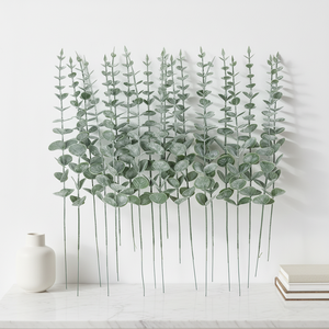 Feuilles d'eucalyptus artificielles en plastique réutilisables et durables, faciles d'entretien, <span class=keywords><strong>pour</strong></span> décoration d'anniversaire, arrangement floral, couronne - Product Image 1
