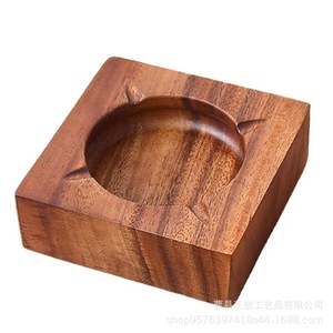 Cendrier carré en bois de noyer 11x11x4.5cm, style chinois traditionnel, pour usage sur bureau - Product Image 5