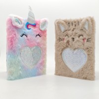Diario con Cubierta de Felpa de Gato Unicornio, Cosido y Suave, para Niños, Regalo