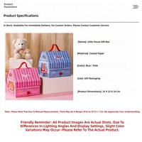 Boîte cadeau tiroir petite maison de dessin animé bleue, emballage souvenir en carton gris, commande minimum 12 unités