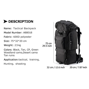 Sac à dos tactique grand format 3P Attack 45 litres, pour sports de plein air, alpinisme, imperméable, camouflage, unisexe, trousse à outils, sac réglable - Product Image 4