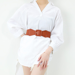 Ceintures à boucle en alliage épais Vintage pour femmes <span class=keywords><strong>ceinture</strong></span> en cuir extensible Cinch large <span class=keywords><strong>ceinture</strong></span> élastique pour la décoration de robe de dames - Product Image 6