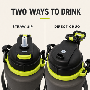Bouteille d'eau pliable en silicone 2L, qualité alimentaire, sans BPA, anti-fuite, avec paille, couvercle à bec verseur, sangle d'épaule, logo personnalisé, usine OEM - Product Image 4