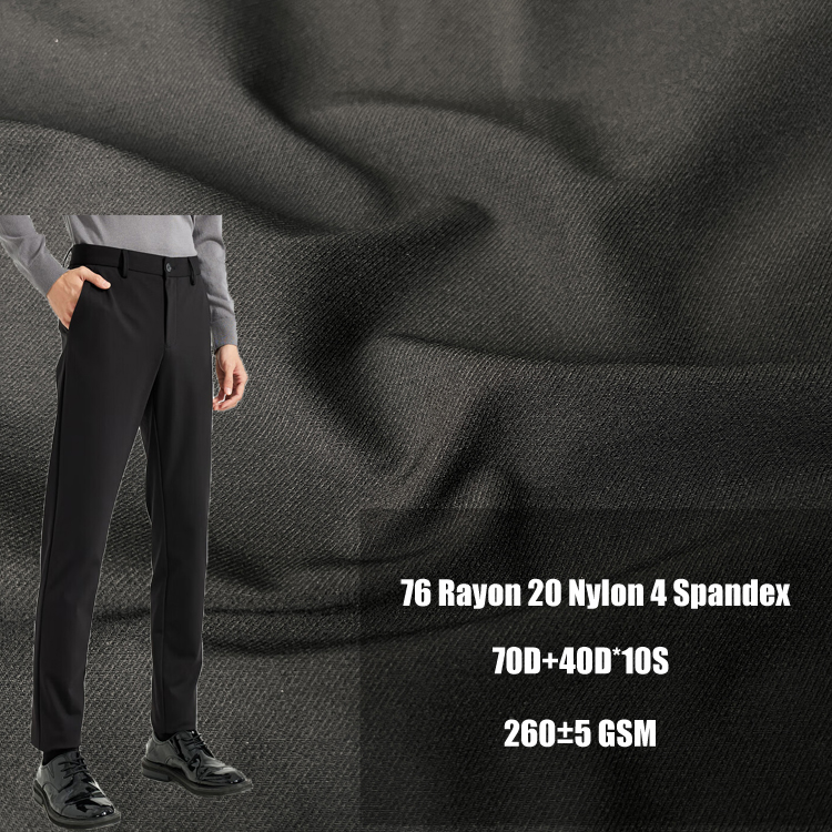260G Rayon Nylon Spandex Twill Bengaline Ponte De Roma Pants Fabric for Men