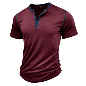 Hombres Casual Color a juego elástico Atlético Stand Collar Base camisa de manga corta Camiseta - Product Image 1