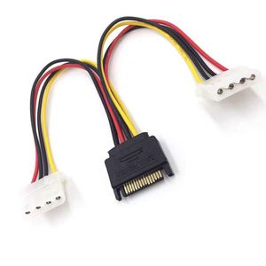 Sata <b>Power</b> <b>Cable</b> 15 Pin Male To 2x 4 Pin Female Adapter For Hard Drive <b>Power</b> Supply - Product Image 3