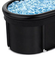 Baignoire à glace ovale gonflable portable de 110 gallons avec anneau d'air, multicouche, pliable, pour 1 personne, avec couvercle, pour athlètes, salle de sport, jardin, maison