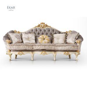 طقم كنب من Ekar Furniture بتصميم إمبراطوري ملكي لغرفة المعيشة، طقم كنب من الخشب المنحوت بتصميم أثري فاخر مكون من 7 مقاعد - Product Image 1
