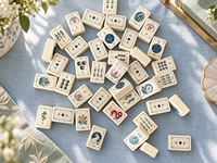 Jeu de Mahjong américain moderne The Moon Rabbit Line, 160 tuiles acryliques surdimensionnées, design portable