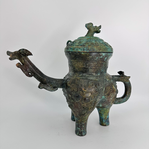 Bronze Dragon Head Wine Vessel với muôi giống như thiết kế chính xác hỗn hợp rượu vang Tính năng phức tạp kim loại thủ công mỹ nghệ thực hiện đúc kỹ thuật - Product Image 1