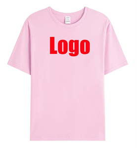 Custom 100% Cotton Short Sleeve T-Shirts Knitted Fabric with Customizable Red Logo Printing for Promotion and Branding