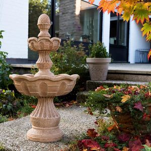 Fontana esterna a tre livelli; Ornamento da giardino in resina <span class=keywords><strong>con</strong></span> pietra Look elegante 58X58X102 cm - Product Image 5