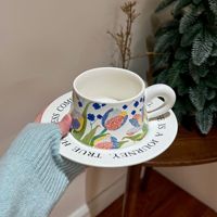 Tasse à café en céramique style rétro avec peinture à l'huile aquarelle, assiette de luxe pour dim sum, vaisselle écologique et tendance