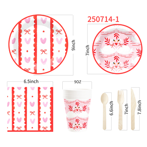 DAMAI Nuevo Juego de Vajilla para Decoración de Fiesta de San Valentín, Incluye Plato de Papel, Vaso de Papel y Servilleta para San Valentín - Product Image 6