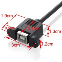 Câble de données USB 2.0 en cuivre pur OEM/ODM, USB Type B mâle vers femelle avec adaptateur de montage sur panneau pour imprimante, terminal de point de vente, scanner