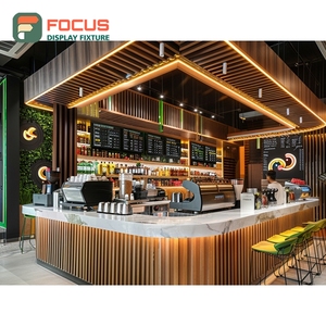 ชั้นวางสินค้ากาแฟระดับมืออาชีพ ผิวไม้โอ๊ควีเนียร์ สำหรับบริการบาริสต้า ชั้นวางโชว์สินค้าคาเฟ่ - Product Image 6