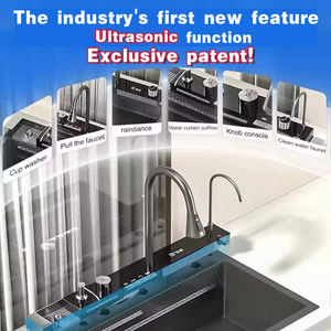 Avec fonction ultrasonique Lave-vaisselle Qualité Multifonction Moderne <span class=keywords><strong>Smart</strong></span> Waterfall Acier Inoxydable 304 Évier <span class=keywords><strong>Cuisine</strong></span> Éviers <span class=keywords><strong>Cuisine</strong></span> - Product Image 3