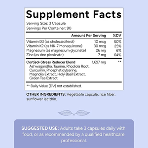Suplementos Herbales Ashwagandha para el Cortisol, Apoyo para un Sueño Reparador, Alivio del Estrés, para Adultos, 90 Cápsulas, Suministro para 30 Días - Product Image 6