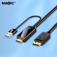 Kabel HDMI Male ke DP Displayport Male Baru 1.8M, Layar HD 4K 60Hz 2180P, Kabel Audio & Video dengan Catu Daya USB