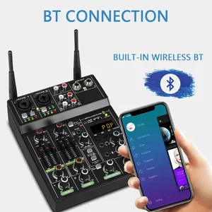 Consola Mezcladora de Audio de 4 Canales, Mezclador de Micrófono Inalámbrico Uno para Dos, Bluetooth, Karaoke, UF4-M BT UHF, Nuevo, Grabación en Vivo - Product Image 6