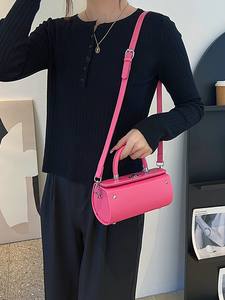 2026 Luxury Custom Designer Fashion Women's Handbag Single Strap <b>Small</b> Flap Logo Boston Bag Candy PU Portable Cover Closure - Product Image 5