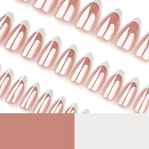 24 <span class=keywords><strong>Uñas</strong></span> Postizas Minimalistas Francesas Blancas <span class=keywords><strong>Cortas</strong></span> <span class=keywords><strong>en</strong></span> Forma de Almendra con Recubrimiento de Alta Gama, <span class=keywords><strong>Uñas</strong></span> Artificiales 3492 - Product Image 4