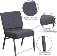 Chaises d'église empilables en tissu et métal Rivzo RC01, confortables et modernes, pour la maison, le bureau et le théâtre, en fer, vente en gros