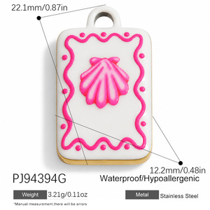 Breloques en émail en acier inoxydable style océan, pendentifs coquillages et poissons en émail style méditerranéen pour accessoires d'été DIY - Product Image 6