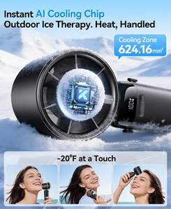 Ventilateur portable haute vitesse pour voyage en extérieur, avec fonction de compression de glace, rechargeable USB-C, affichage numérique LED, pliable, mini-refroidisseur turbo de poche - Product Image 3