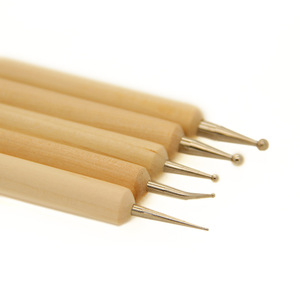 Juego de 5 Herramientas para Decoración de Uñas con Mango de Madera, Bolígrafo de Doble Punta para Puntear, Marcar y Aplicar Diamantes de Imitación - Product Image 2