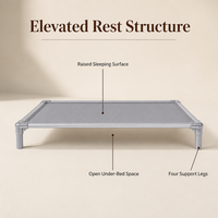 Yang Yang Haustierbett mit Aluminiumlegierungsrahmen, PVC-Gewebe, Silber, Quadratisch, Wasserdicht, Waschbar, Unzerstörbar, Abnehmbar
