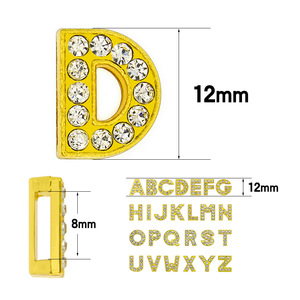12mm strass Slide26 lettres anglaises <span class=keywords><strong>perle</strong></span> pour la fabrication de bijoux cristal <span class=keywords><strong>doré</strong></span> <span class=keywords><strong>Alphabet</strong></span> A-Z bricolage bracelet collier pour animaux de compagnie porte-clés - Product Image 4