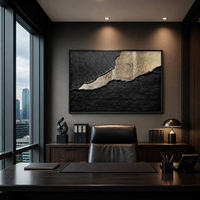 Grande Peinture à l'Huile Abstraite Noire, Meilleure Vente, 100% Peinte à la Main, Texture sur Toile Beige, Art Mural Minimaliste Moderne, Décoration Intérieure