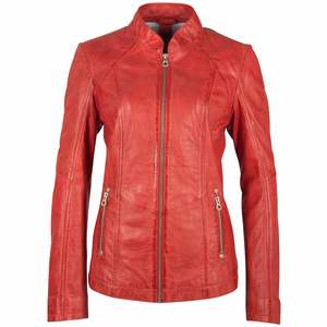 High Quality Women's Winter Leather Jacket Top Sheep Skin Red with Longer Cut New Style Side Pockets Linen Lining-Wholesale Rate - Product Image 5