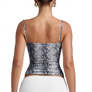 Débardeur en maille pour femme à imprimé serpent, col carré, en spandex et polyester, décontracté, respirant, design froncé, longueur standard - Product Image 6