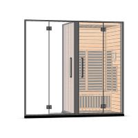 Sauna Eléctrica de Cristal de Carbono para 2 Personas ST106L/R, Sauna Portátil Moderna con Panel de Control para Interiores de Viviendas y Apartamentos