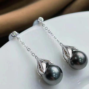 Accessoires en argent S925 pour la création de bijoux, plateau vide avec perles rondes de 8-9 mm pour des boucles d'oreilles simples en argent, collection 2022 - Product Image 2