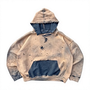 Sweat à capuche oversize en molleton pour homme, délavé, coupe classique, poche kangourou, manches classiques, couleur unie, pour l'automne, 100% coton - Product Image 2