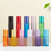 Bouteilles d'huile essentielle en verre givré teinté de 5 ml et 10 ml, flacons roll-on en verre, flacons d'échantillon portables avec bouchon à bille